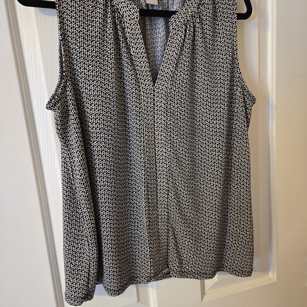 Navy and Ivory Sleeveless Women's Top